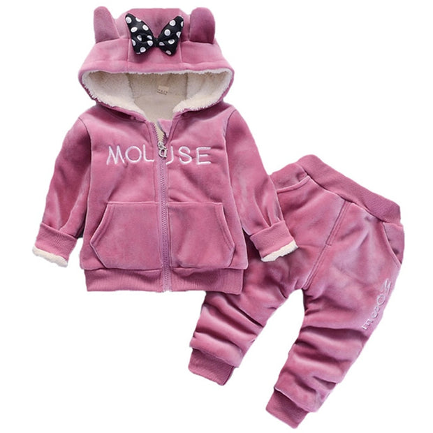 Toddler Girls Clothing Sets Winter Thick Plush Children Clothes Coats+Pants Baby Boys Tracksuit Autumn Outfits Kids Sport Suit