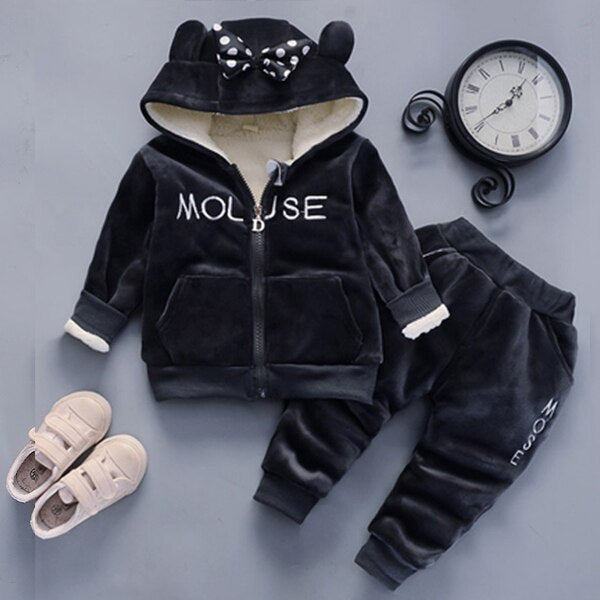 Toddler Girls Clothing Sets Winter Thick Plush Children Clothes Coats+Pants Baby Boys Tracksuit Autumn Outfits Kids Sport Suit