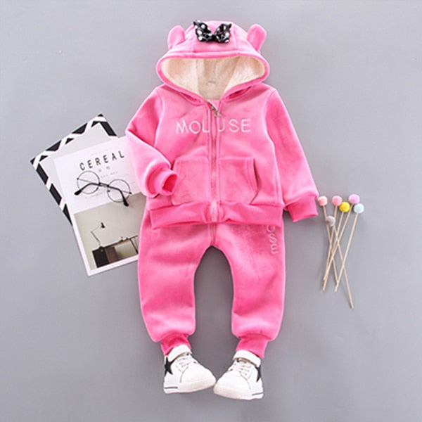 Toddler Girls Clothing Sets Winter Thick Plush Children Clothes Coats+Pants Baby Boys Tracksuit Autumn Outfits Kids Sport Suit