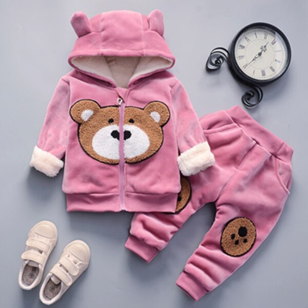 Toddler Girls Clothing Sets Winter Thick Plush Children Clothes Coats+Pants Baby Boys Tracksuit Autumn Outfits Kids Sport Suit