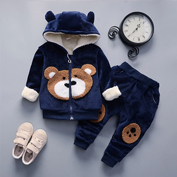 Toddler Girls Clothing Sets Winter Thick Plush Children Clothes Coats+Pants Baby Boys Tracksuit Autumn Outfits Kids Sport Suit