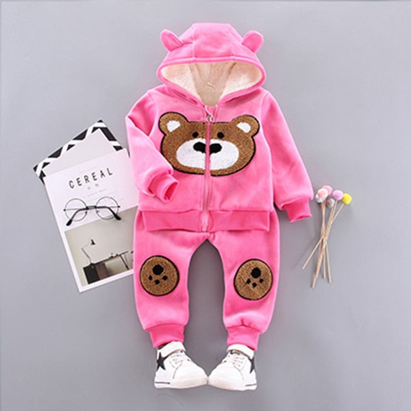 Toddler Girls Clothing Sets Winter Thick Plush Children Clothes Coats+Pants Baby Boys Tracksuit Autumn Outfits Kids Sport Suit