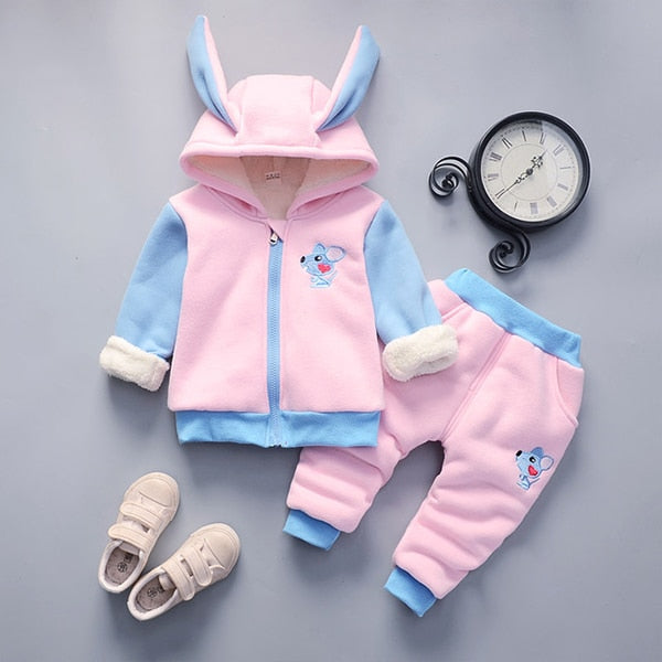 Toddler Girls Clothing Sets Winter Thick Plush Children Clothes Coats+Pants Baby Boys Tracksuit Autumn Outfits Kids Sport Suit