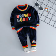 Toddler Girls Clothing Sets Winter Thick Plush Children Clothes Coats+Pants Baby Boys Tracksuit Autumn Outfits Kids Sport Suit