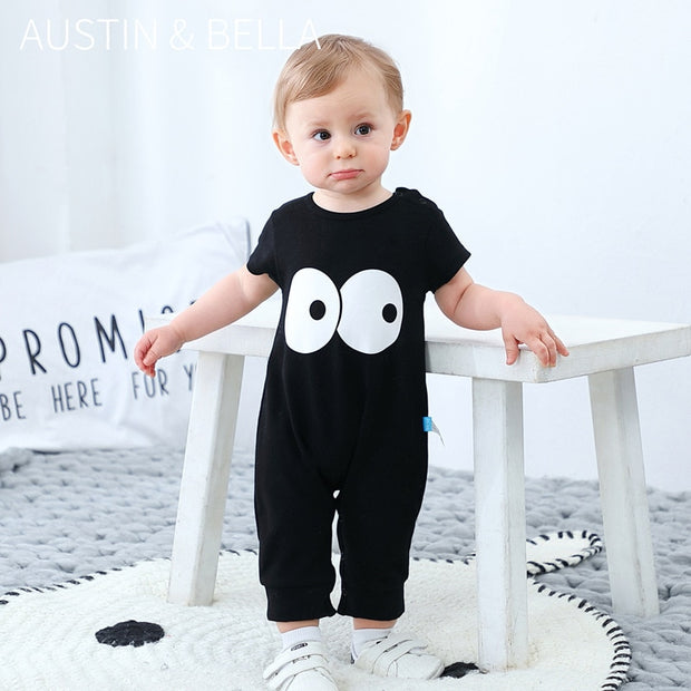 Baby Romper Cotton Black Baby Boy Clothes Newborn Bodysuit Carton Summer Newborn Clothes Short Sleeve Infant Rompers Jumpsuit