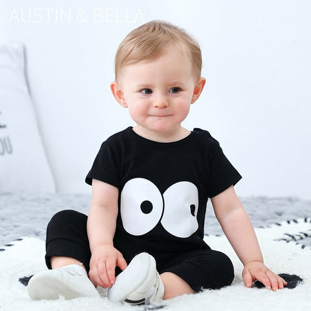 Baby Romper Cotton Black Baby Boy Clothes Newborn Bodysuit Carton Summer Newborn Clothes Short Sleeve Infant Rompers Jumpsuit