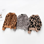 Toddler Girls Sweater Leopard Knit Long Sleeve Pullover