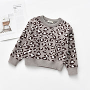 Toddler Girls Sweater Leopard Knit Long Sleeve Pullover