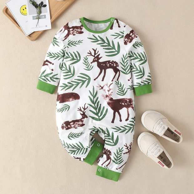 New Autumn Baby Newborn Baby Rompers Long Sleeve Line Dinosaur Tiger Cute Soft Clothes Boys Cotton Jumpsuit High Quality 0-24M