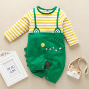 New Autumn Baby Newborn Baby Rompers Long Sleeve Line Dinosaur Tiger Cute Soft Clothes Boys Cotton Jumpsuit High Quality 0-24M