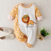 New Autumn Baby Newborn Baby Rompers Long Sleeve Line Dinosaur Tiger Cute Soft Clothes Boys Cotton Jumpsuit High Quality 0-24M