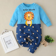 New Autumn Baby Newborn Baby Rompers Long Sleeve Line Dinosaur Tiger Cute Soft Clothes Boys Cotton Jumpsuit High Quality 0-24M