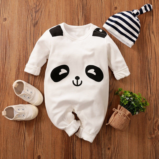 PatPat 2 pcs Spring and Summer Baby Boys Rompers Baby Jumpsuit With Hat Short and Long Sleeve Baby Cotton Clothes Newborn Baby