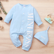 PatPat 2 pcs Spring and Summer Baby Boys Rompers Baby Jumpsuit With Hat Short and Long Sleeve Baby Cotton Clothes Newborn Baby