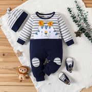 PatPat 2 pcs Spring and Summer Baby Boys Rompers Baby Jumpsuit With Hat Short and Long Sleeve Baby Cotton Clothes Newborn Baby