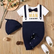 PatPat 2 pcs Spring and Summer Baby Boys Rompers Baby Jumpsuit With Hat Short and Long Sleeve Baby Cotton Clothes Newborn Baby